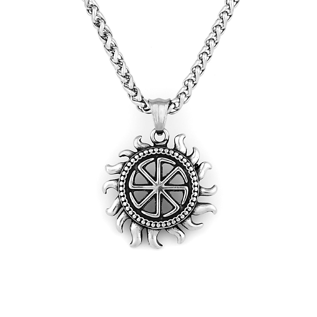 Sun Wheel Pendant Necklace Unique Amulet Jewelry