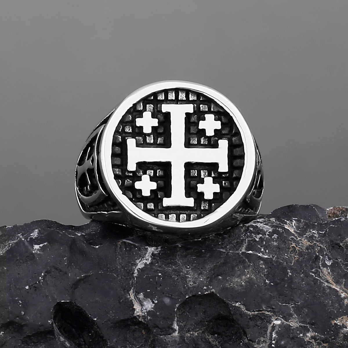 Jerusalem Cross Religion Stainless Steel Rings Jewelry