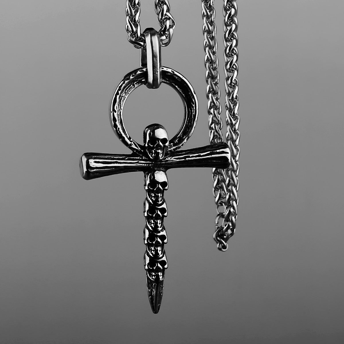 Skull Ankh Pendant Jewelry Necklace Ancient Egyptian Hieroglyphic Symbol