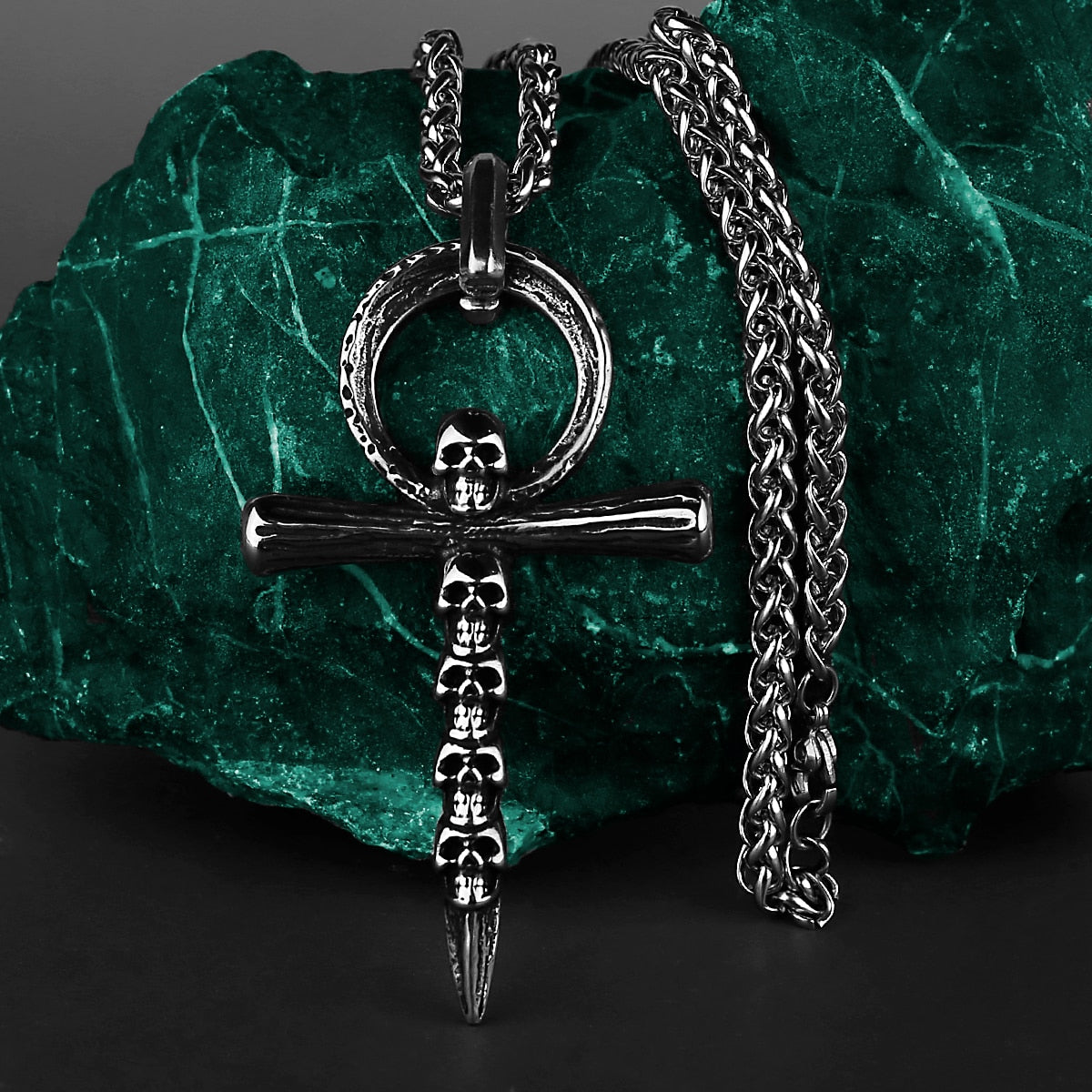 Skull Ankh Pendant Jewelry Necklace Ancient Egyptian Hieroglyphic Symbol