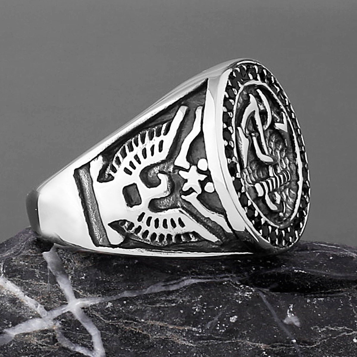 Viking Style Anchor Ring Stainless Steel Polished Navy Anchor Ring