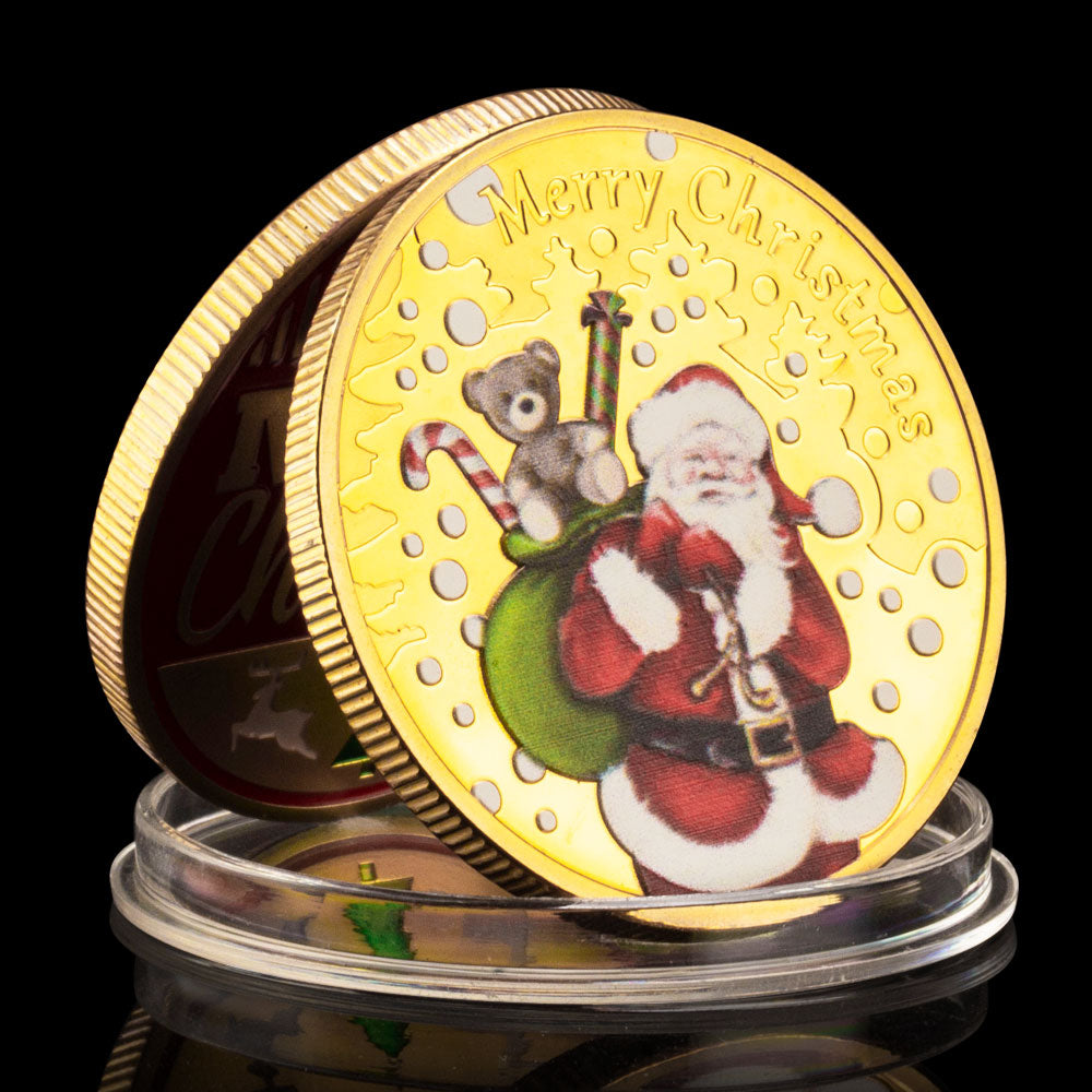 2022 Merry Christmas Happy New Year Commemorative Gold Coin Christmas Souvenirs