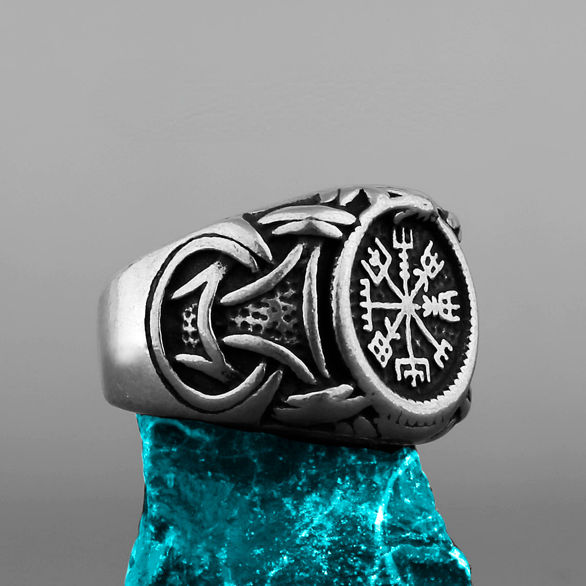 Viking Compass Ring Nordic Rune Totem