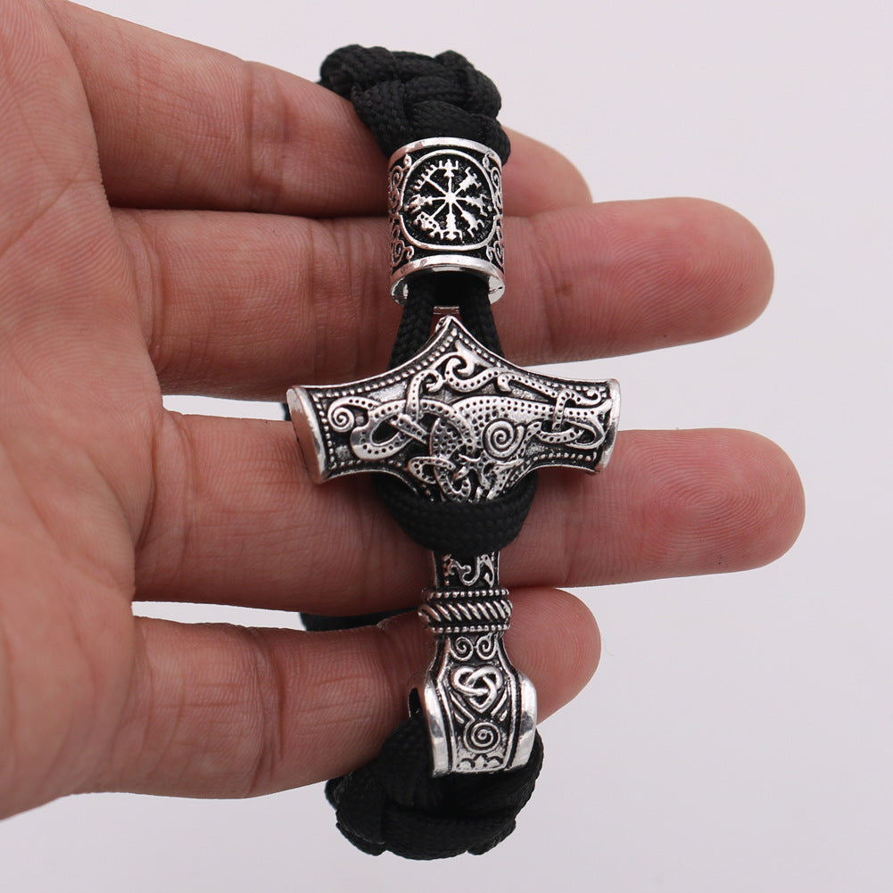 Viking Bracelet for Men Pagan Jewelry Norse God Odin Wolf Heads Arm Rings