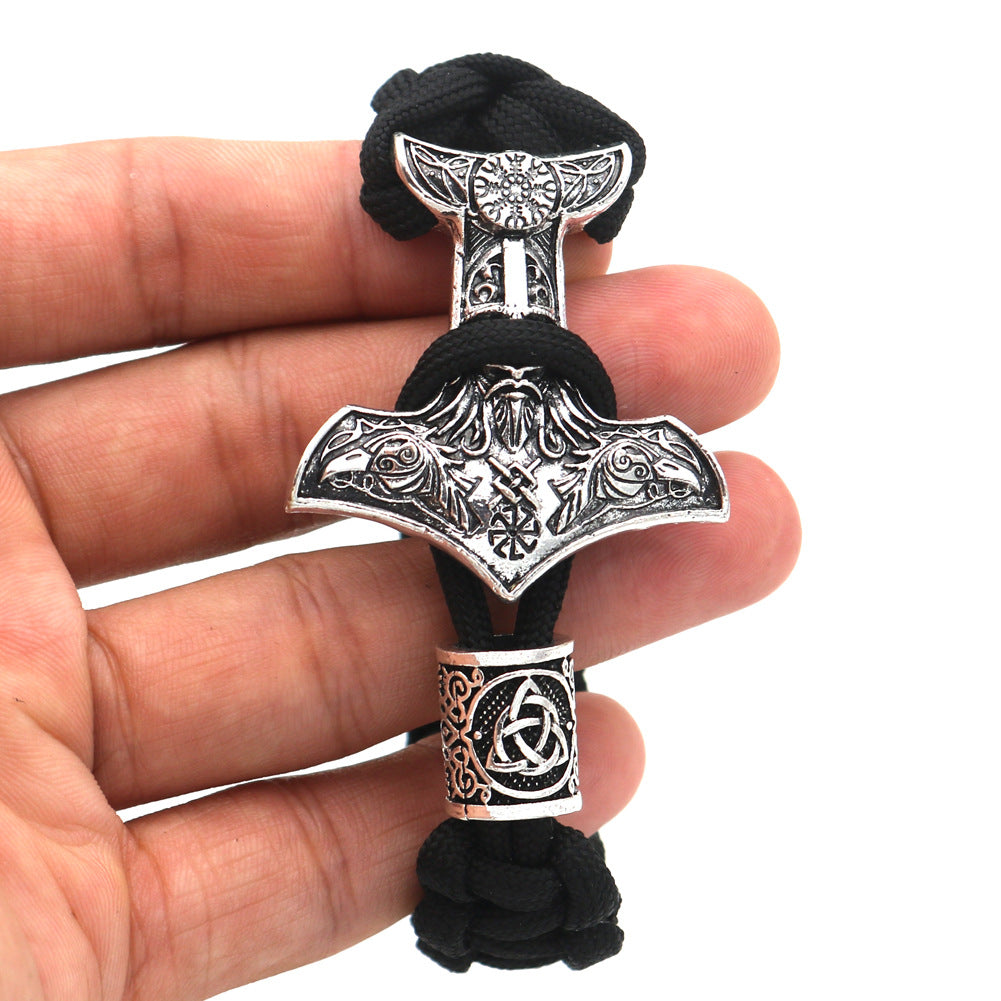 Nordic Viking Thor's Mjolnir Bracelet Sleipnir Raven