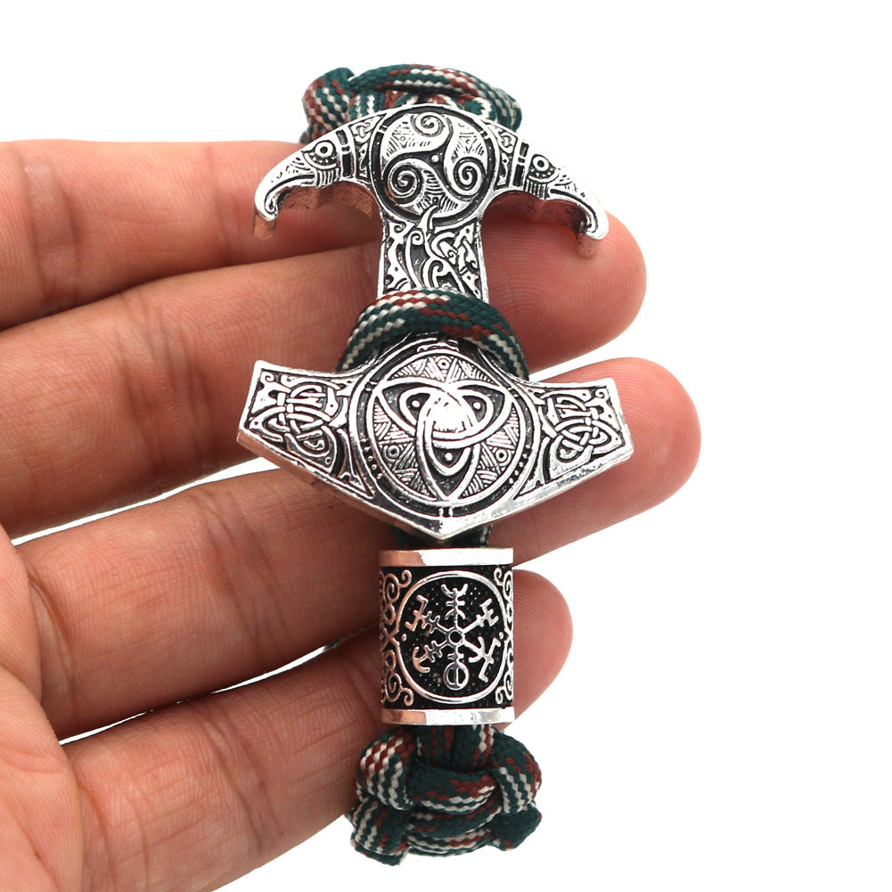 Viking Bracelet for Men Viking Mjolnir Pendant Nordic Wide Leather Wristband Viking Jewelry Men