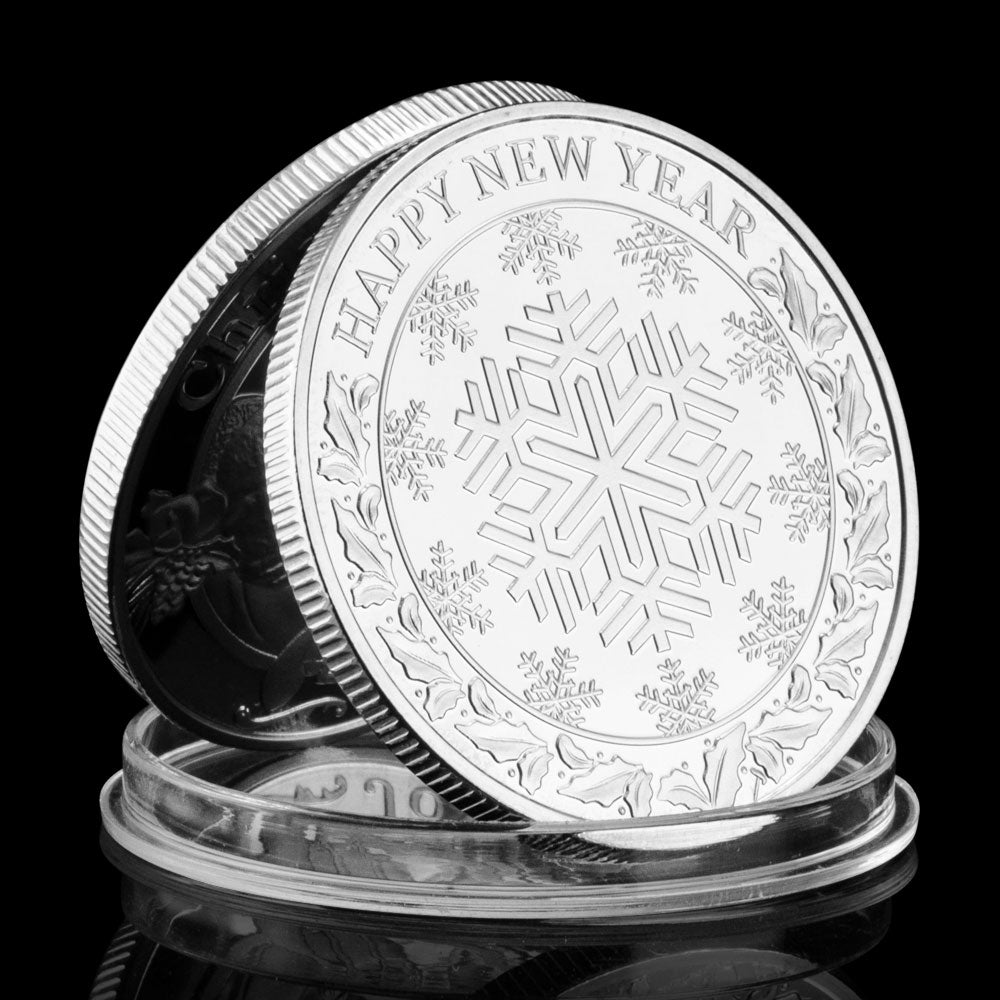 Merry Christmas and Happy New Year Santa Claus Commemorative Coins Silver Plated Christmas Souvenirs