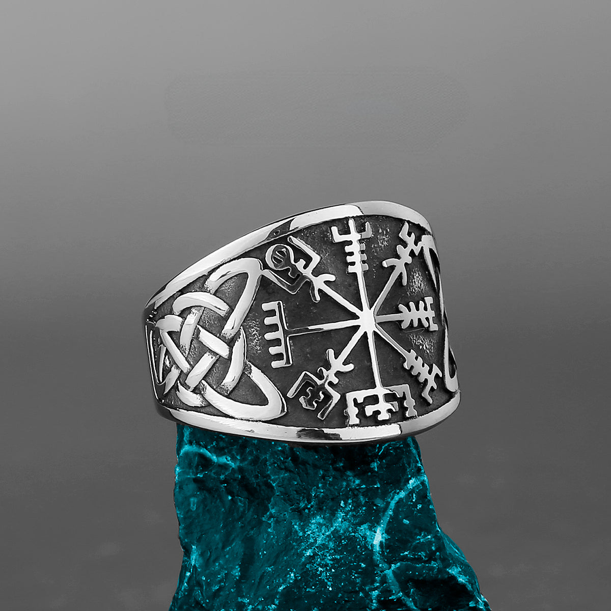 Vegvisir Viking Compass Rune Ring Accessories