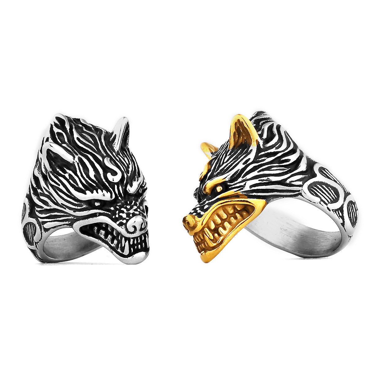 Norse Mythology Fenrir Head Ring Creative Jewelry