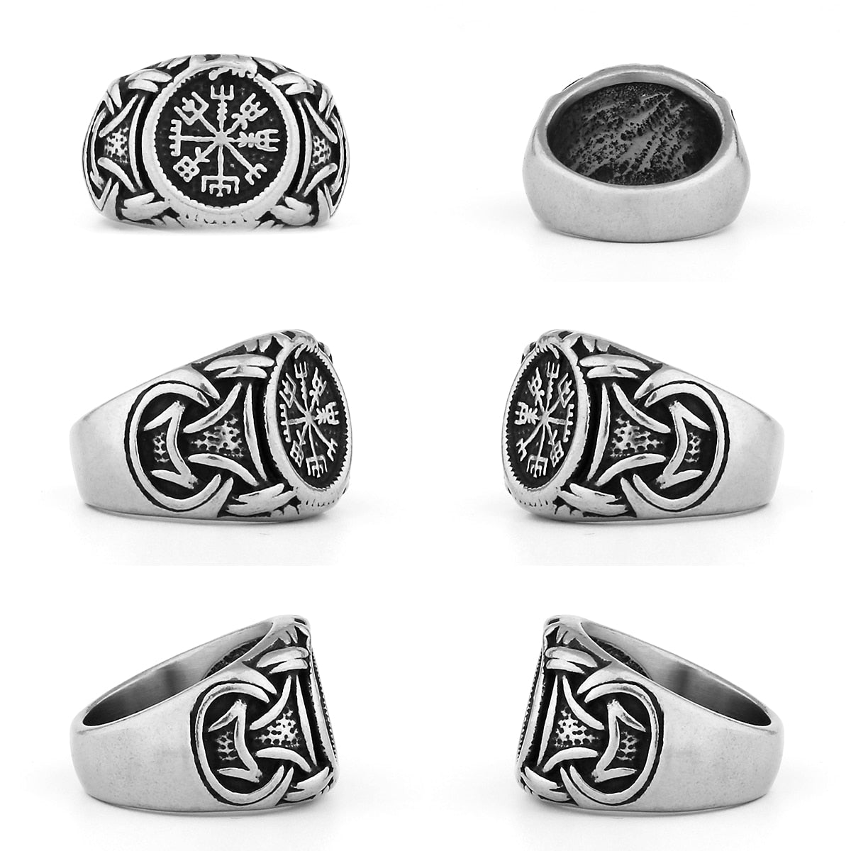 Viking Compass Ring Nordic Rune Totem