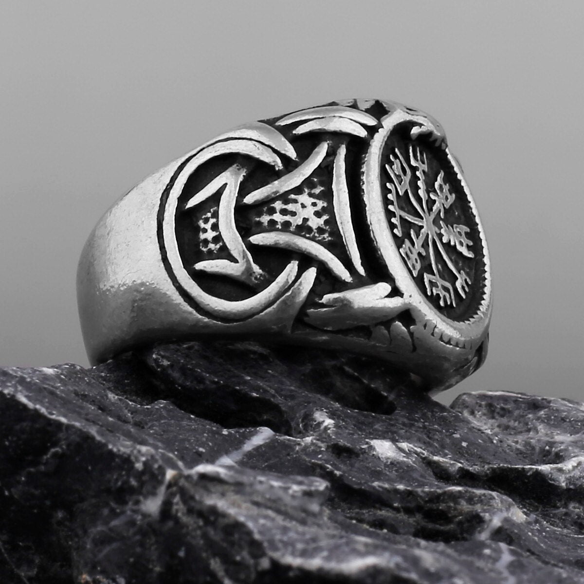 Viking Compass Ring Nordic Rune Totem