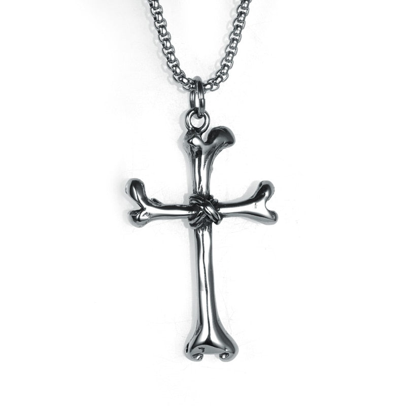 Bone Cross Pendant Punk Hip-hop Rock Domineering Unisex Pendant Jewelry Birthday Gift