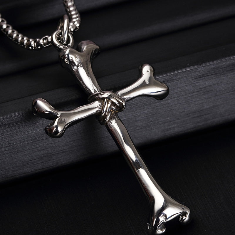 Bone Cross Pendant Punk Hip-hop Rock Domineering Unisex Pendant Jewelry Birthday Gift