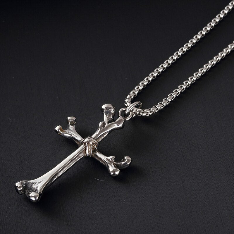 Bone Cross Pendant Punk Hip-hop Rock Domineering Unisex Pendant Jewelry Birthday Gift