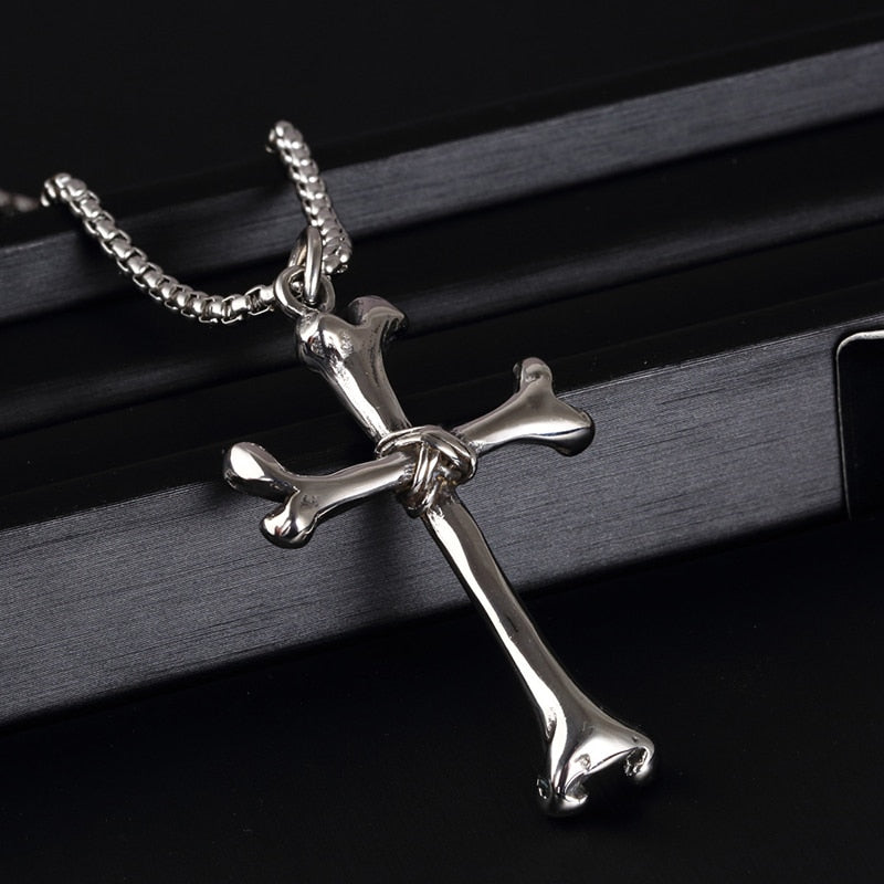 Bone Cross Pendant Punk Hip-hop Rock Domineering Unisex Pendant Jewelry Birthday Gift