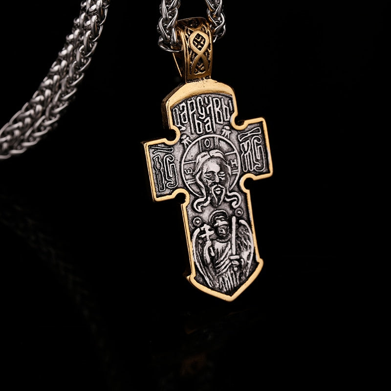 2022 New Catholic Cross Pendant Necklace Men's Christianity Religion Amulet Pendant