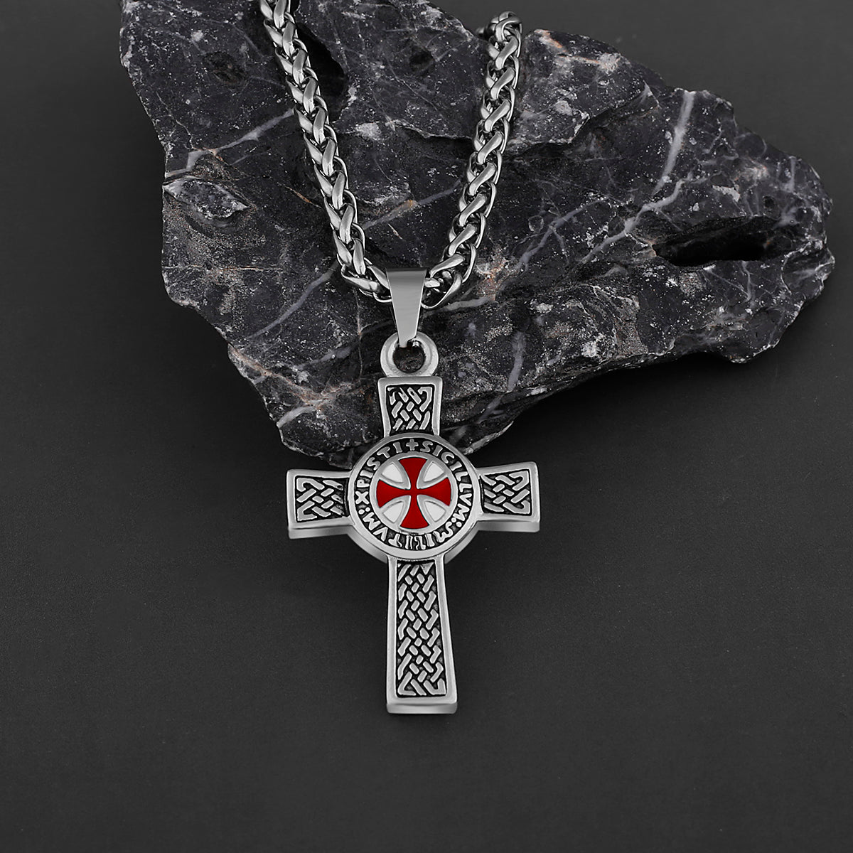 Knight Templar Cross Pendant Retro Handmade Necklace