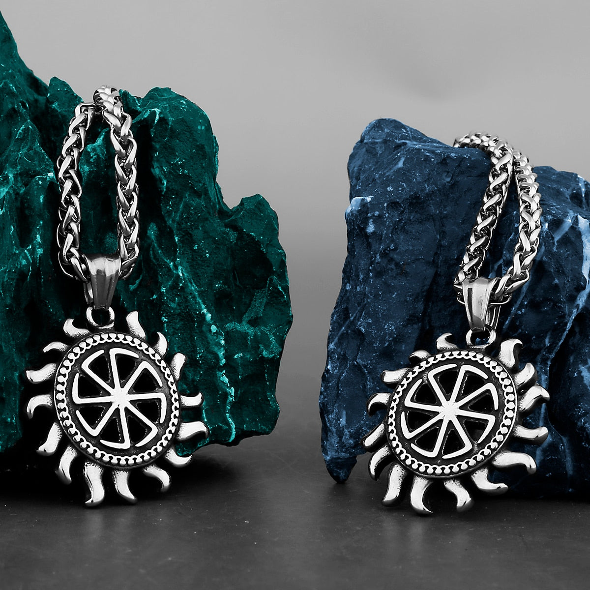 Sun Wheel Pendant Necklace Unique Amulet Jewelry