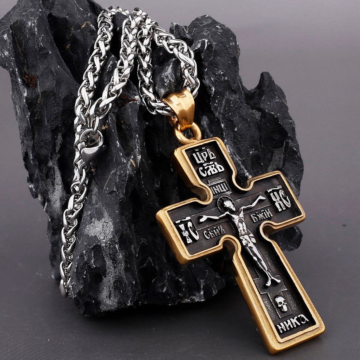 316L Titanium Steel Russian Orthodox cross