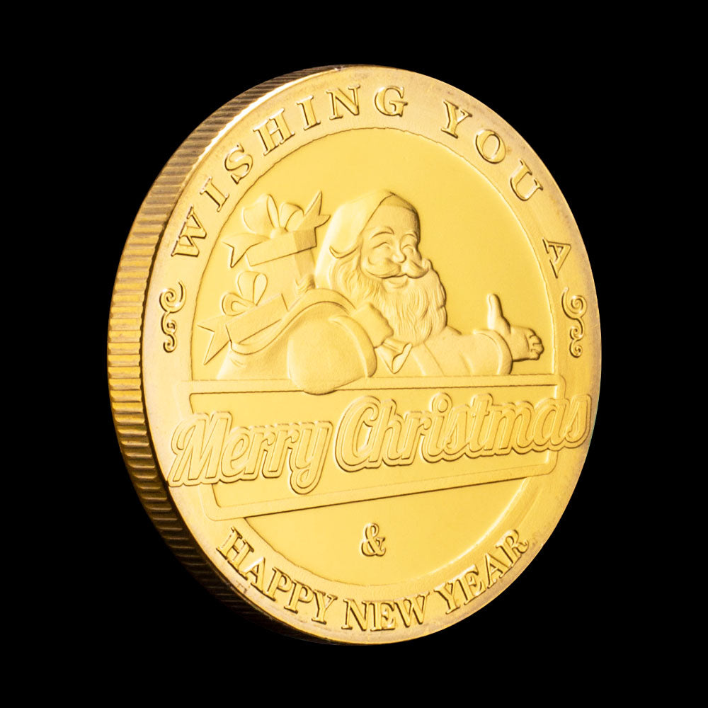 Wishing You A Happy New Year Commemorative Coin Christmas Sooouvenirsgold Plated Coins