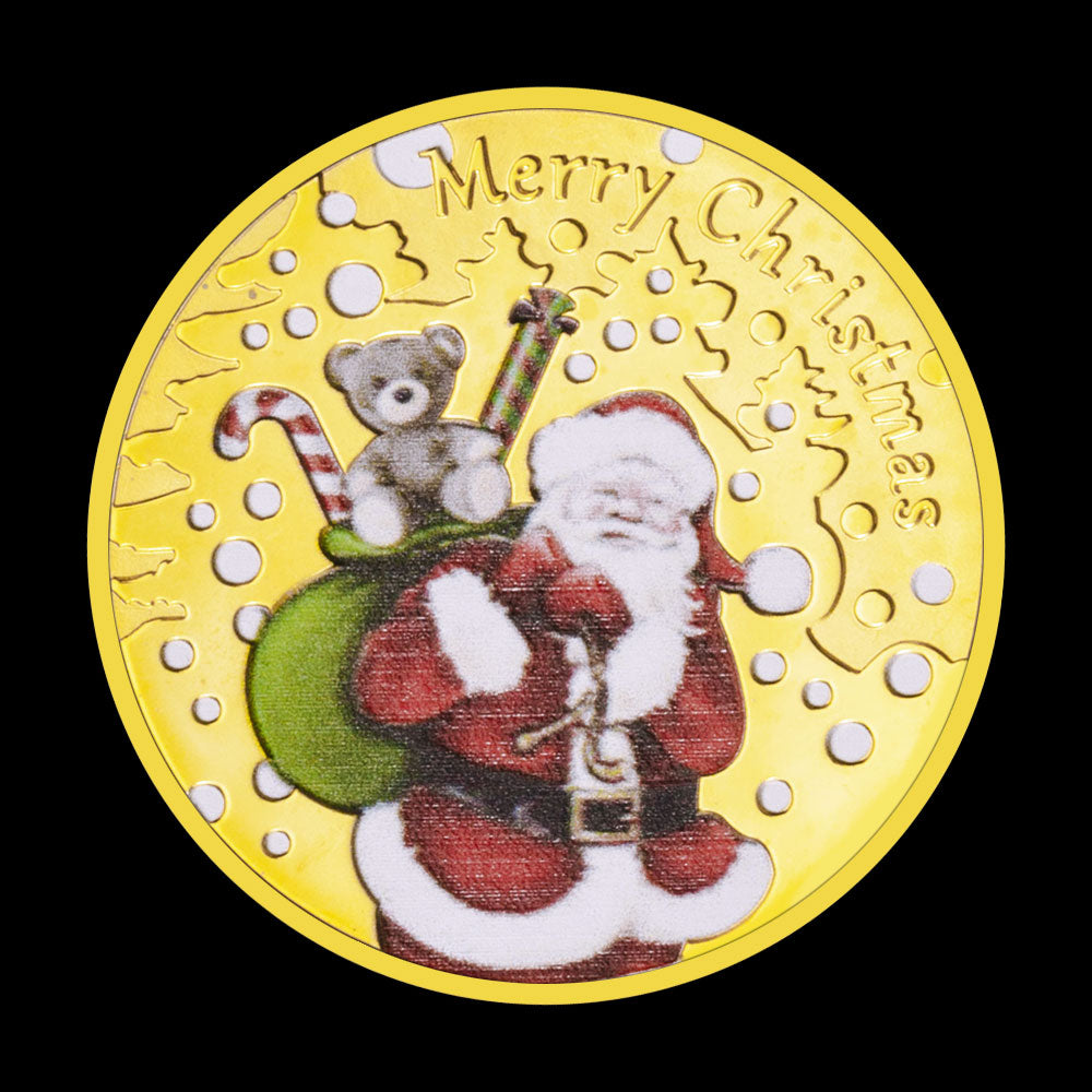 2022 Merry Christmas Happy New Year Commemorative Gold Coin Christmas Souvenirs