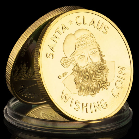 Merry Christmas Standa Claus Commemorative Coins Gold Plated Wishing Coin Christmas Souvenirs