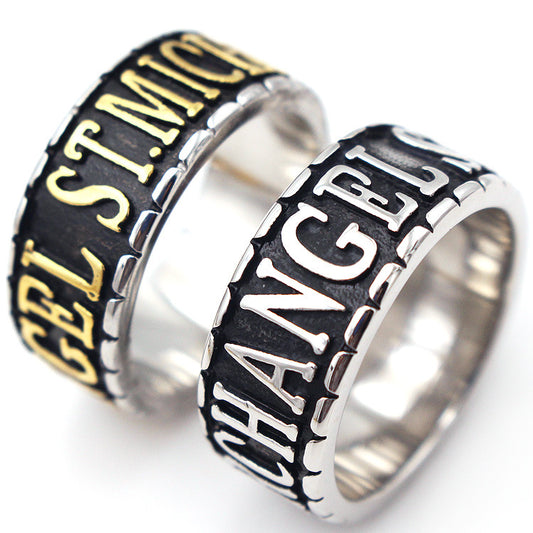 ARCHANGEL ST. MICHAEL Steel Ring for Men Christian Amulet