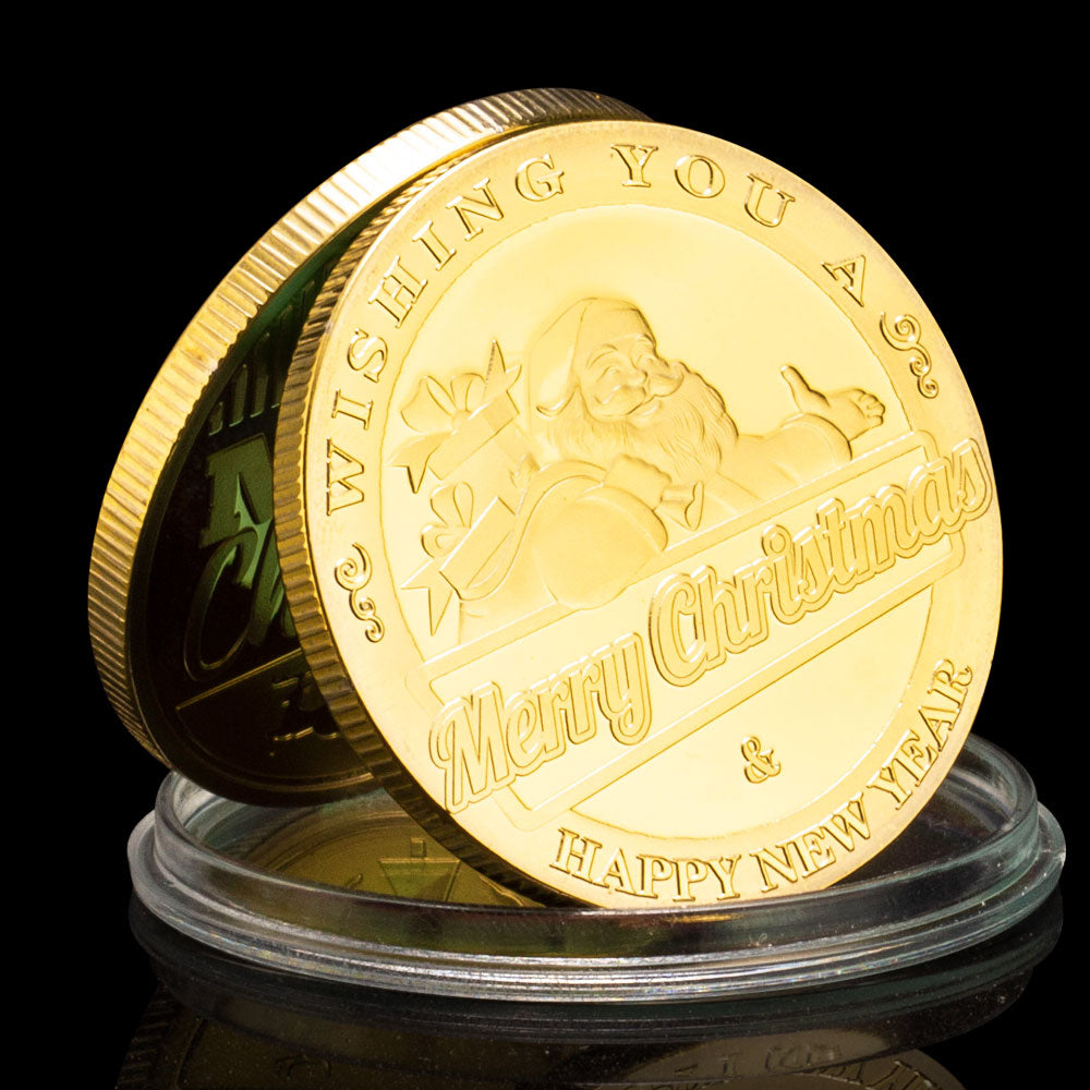 Wishing You A Happy New Year Commemorative Coin Christmas Sooouvenirsgold Plated Coins