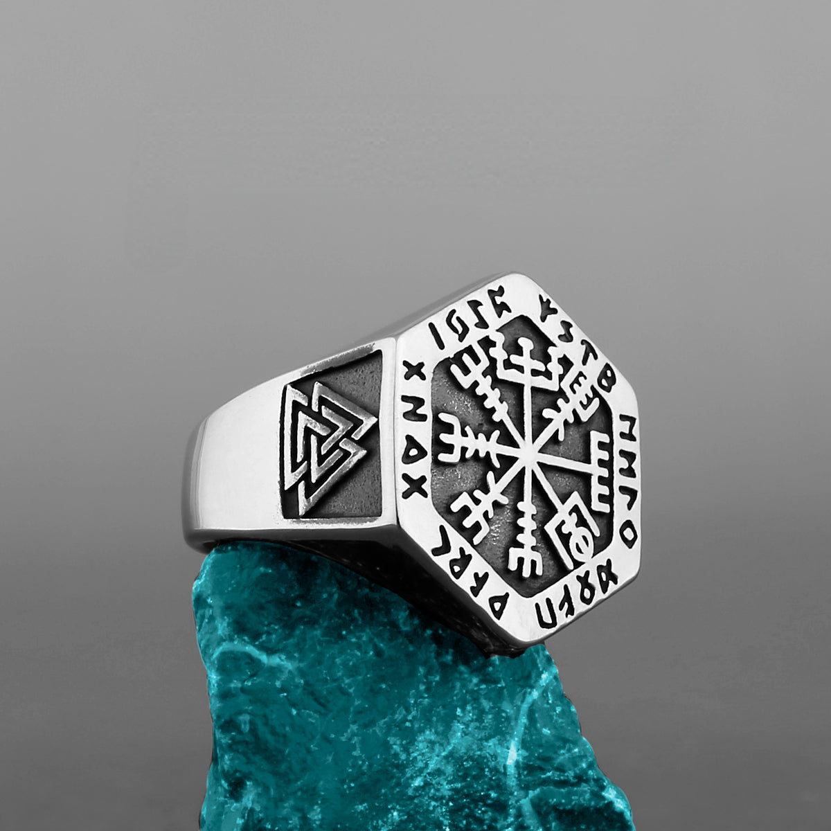 Viking Compass Runic Rings Nordic Viking Totem Odin Rings Jewelry