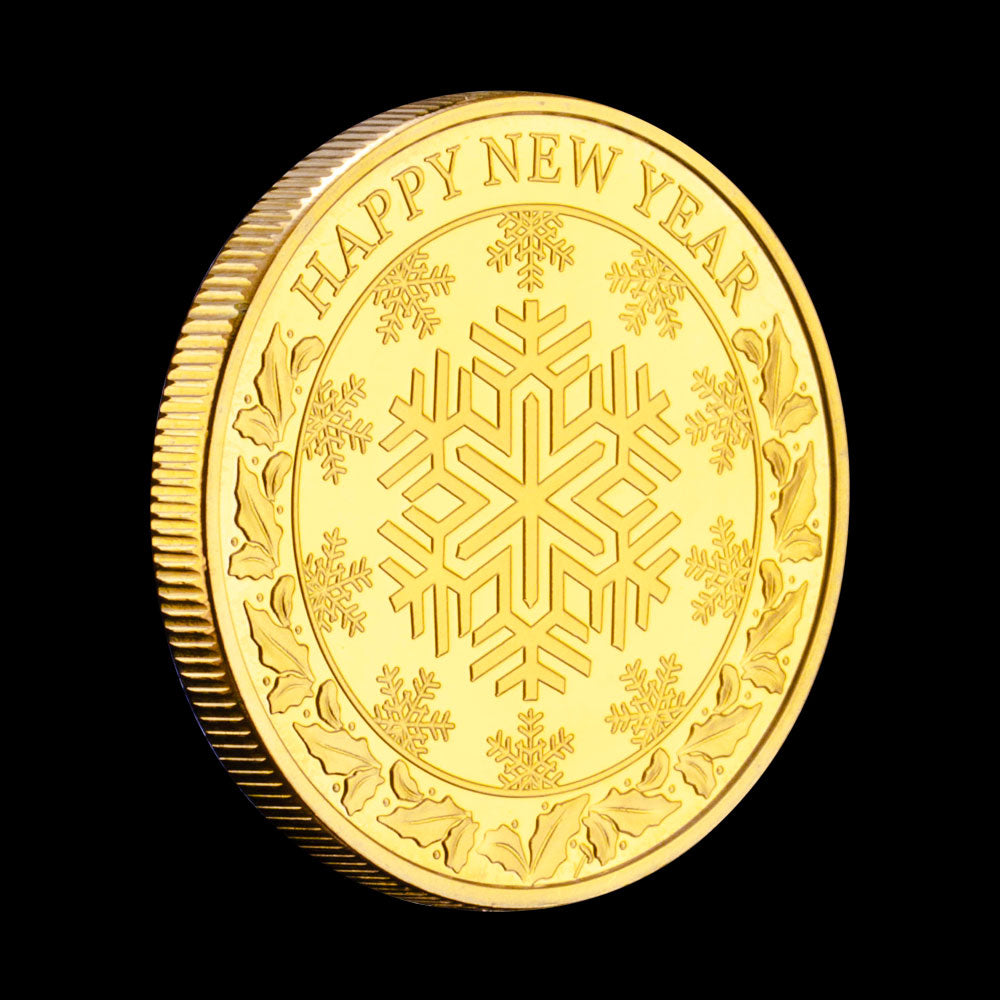 Merry Christmas and Happy New Year Santa Claus Commemorative Coins Gold Plated Christmas Souvenirs