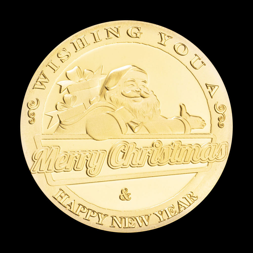 Wishing You A Happy New Year Commemorative Coin Christmas Sooouvenirsgold Plated Coins