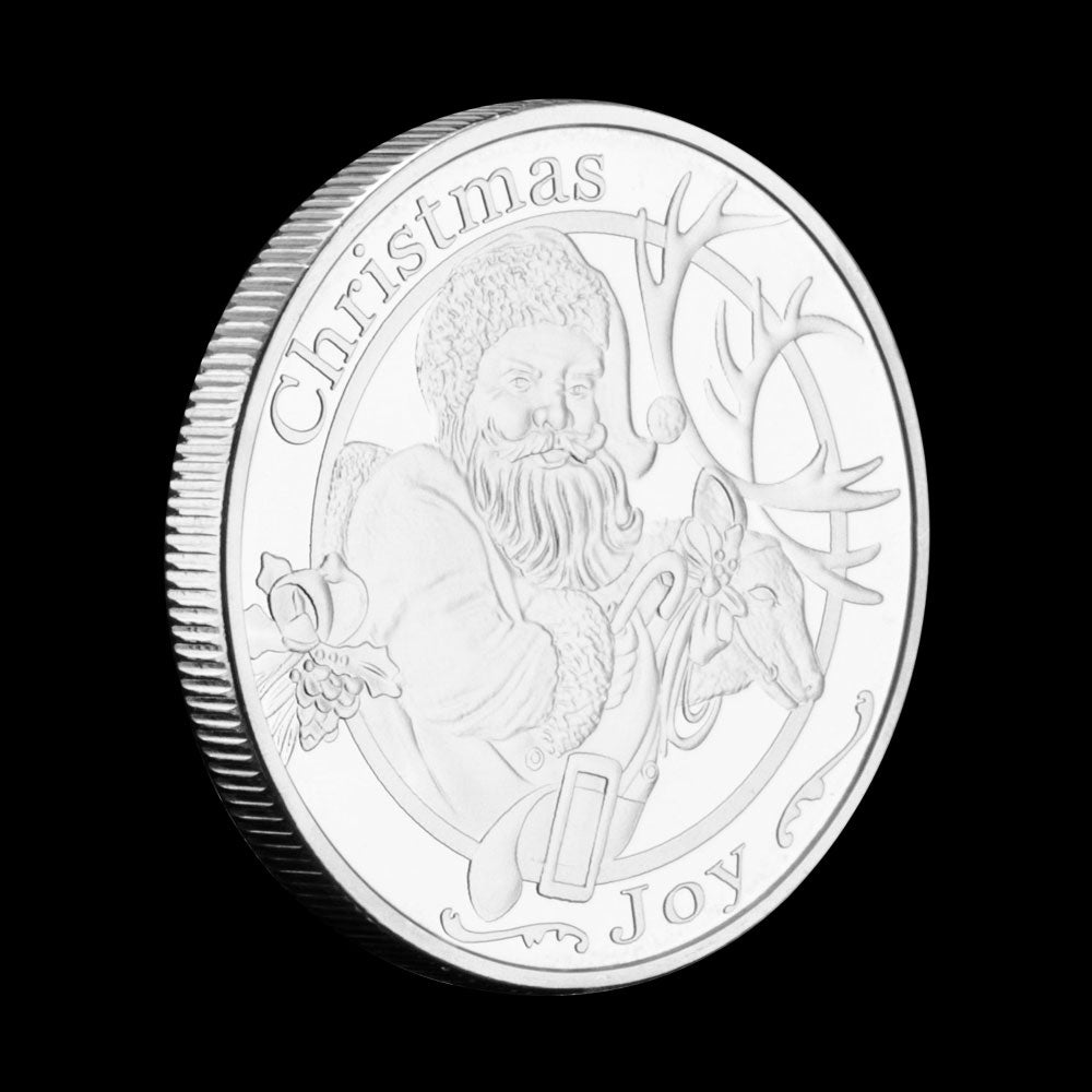 Merry Christmas and Happy New Year Santa Claus Commemorative Coins Silver Plated Christmas Souvenirs