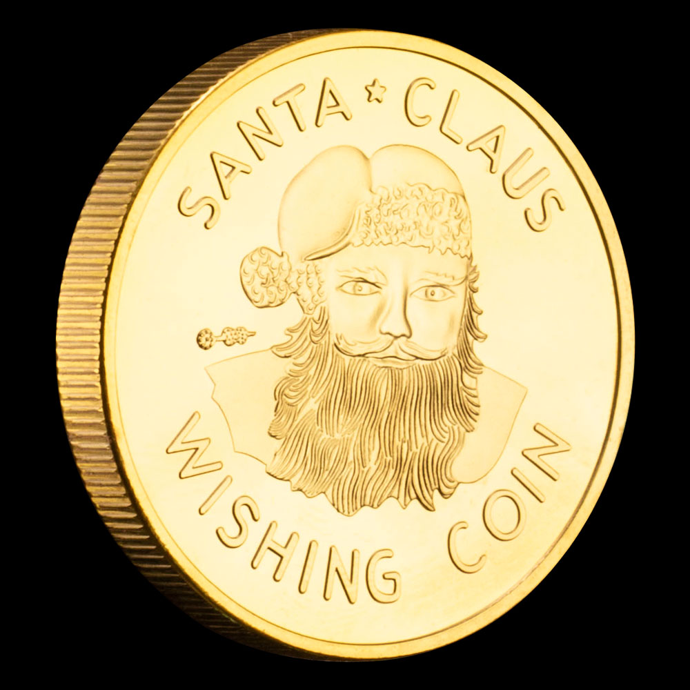 Merry Christmas Standa Claus Commemorative Coins Gold Plated Wishing Coin Christmas Souvenirs