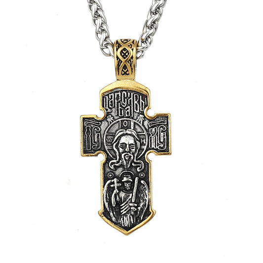 2022 New Catholic Cross Pendant Necklace Men's Christianity Religion Amulet Pendant