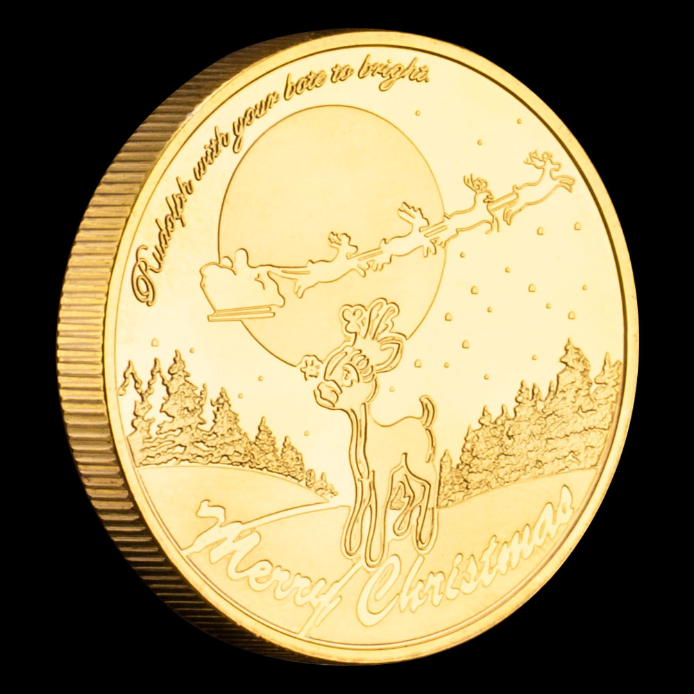 Merry Christmas Standa Claus Commemorative Coins Gold Plated Wishing Coin Christmas Souvenirs