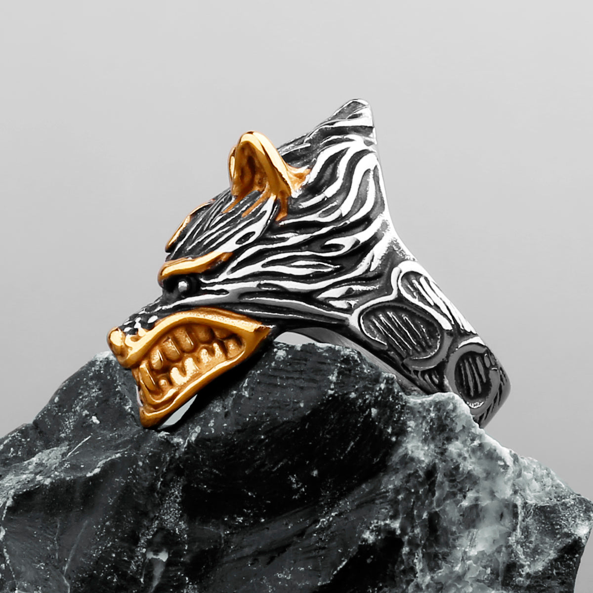 Norse Mythology Fenrir Head Ring Creative Jewelry