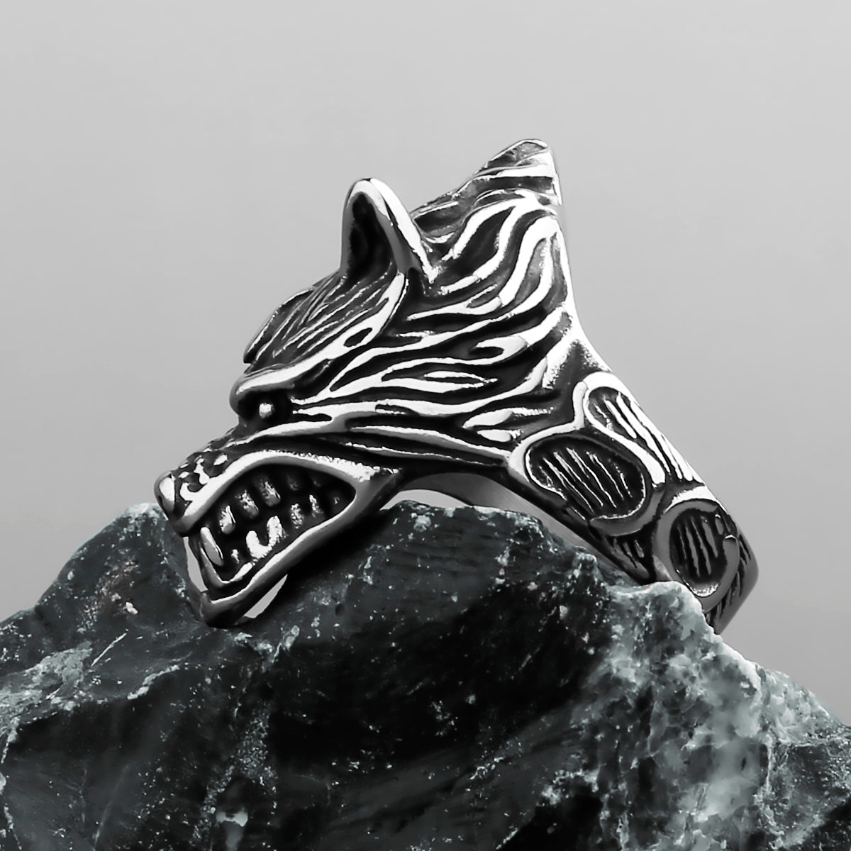 Norse Mythology Fenrir Head Ring Creative Jewelry