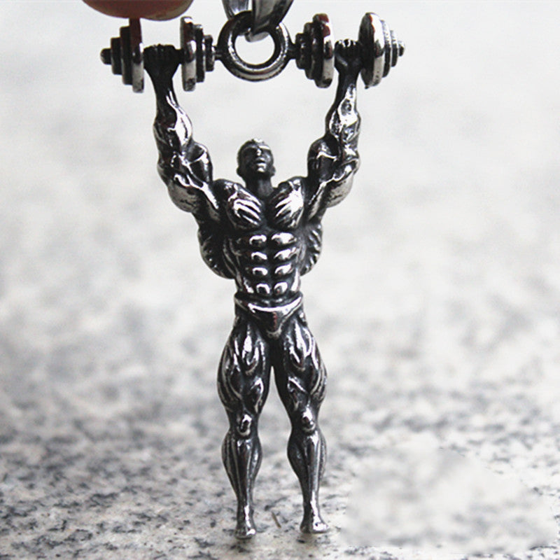 Hand-made Fitness Dumbbells Bodybuilder Pendant Jewelry Necklace