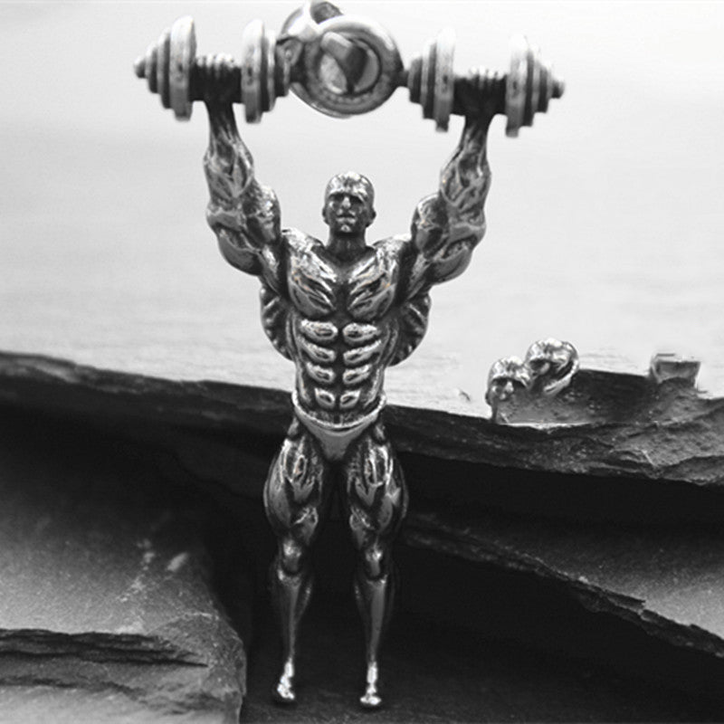 Hand-made Fitness Dumbbells Bodybuilder Pendant Jewelry Necklace