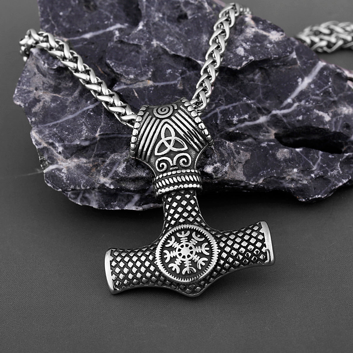 Nordic Viking Mjolnir Thor Hammer Vegvisir Compass Necklace Nordic Jewelry Pendant