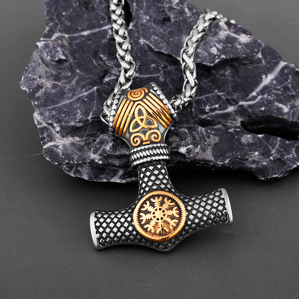 Nordic Viking Mjolnir Thor Hammer Vegvisir Compass Necklace Nordic Jewelry Pendant