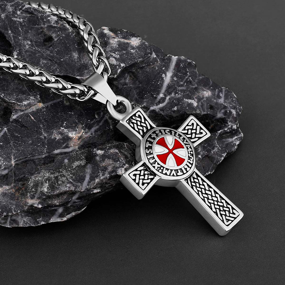 Knight Templar Cross Pendant Retro Handmade Necklace