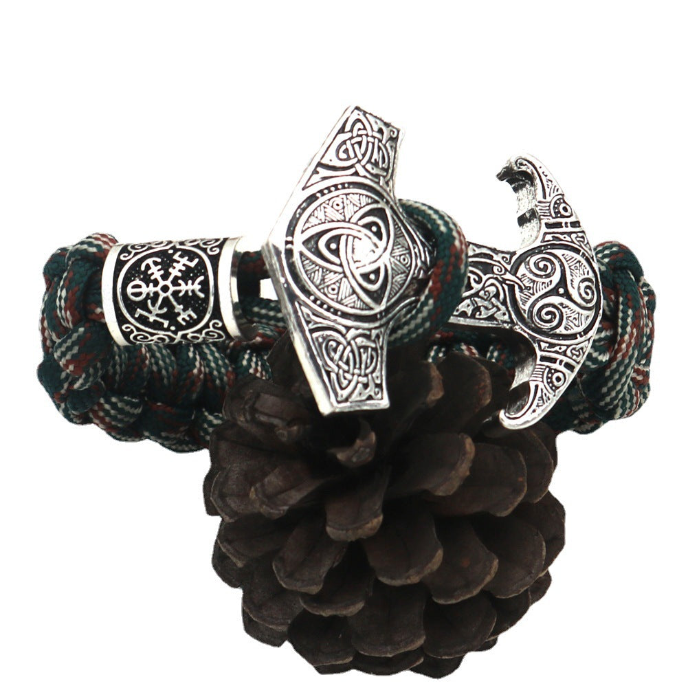 Viking Bracelet for Men Viking Mjolnir Pendant Nordic Wide Leather Wristband Viking Jewelry Men