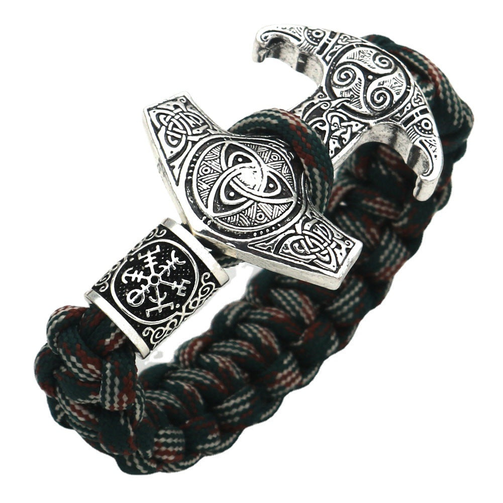 Viking Bracelet for Men Viking Mjolnir Pendant Nordic Wide Leather Wristband Viking Jewelry Men