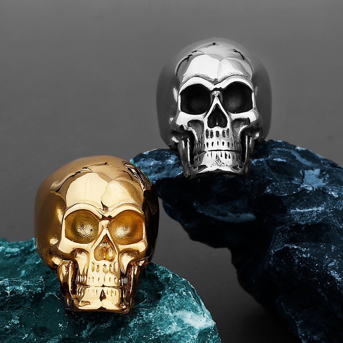 Retro Skull Stainless Steel Ring Men's Motorcycle Gothic Street Hip Hop Skull Ring Accessories Gift