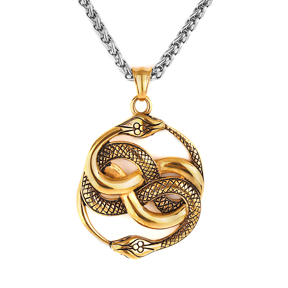 Two Intertwined Snakes Pendant Caduceus