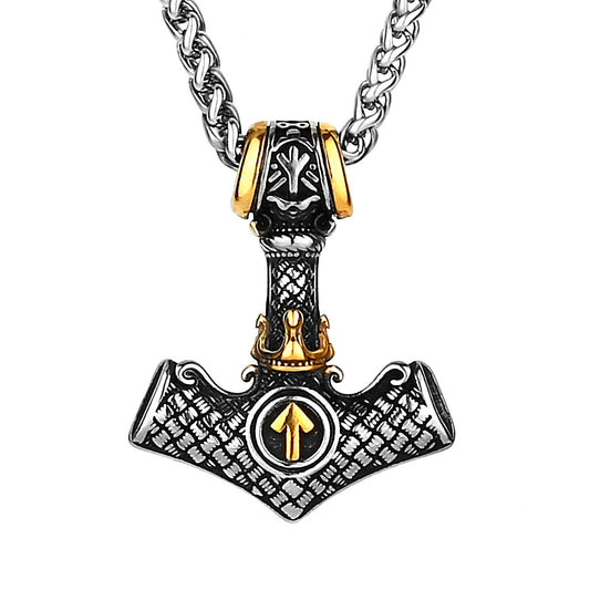 Nordic Mjolnir Valknut Rune Necklace Amulet Pendant Viking