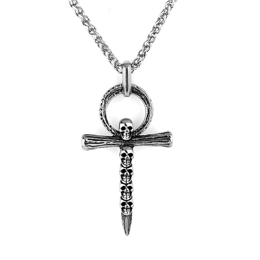 Skull Ankh Pendant Jewelry Necklace Ancient Egyptian Hieroglyphic Symbol