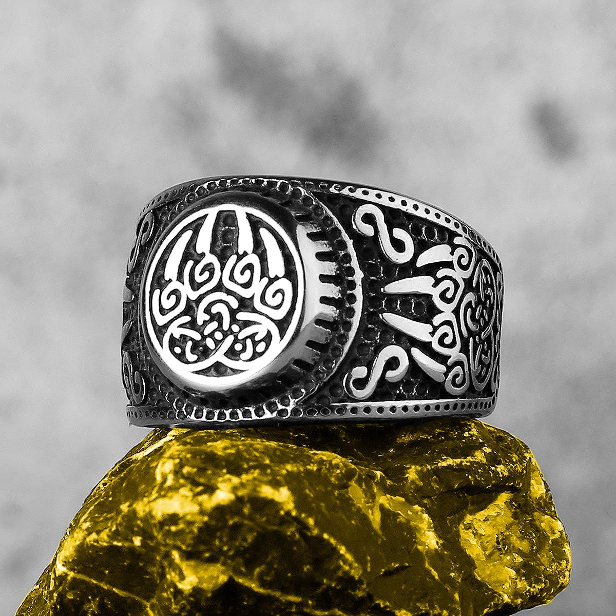 Unique Viking Bear Claw Ring Men's Celtic Knot Bear Claw Signet Ring