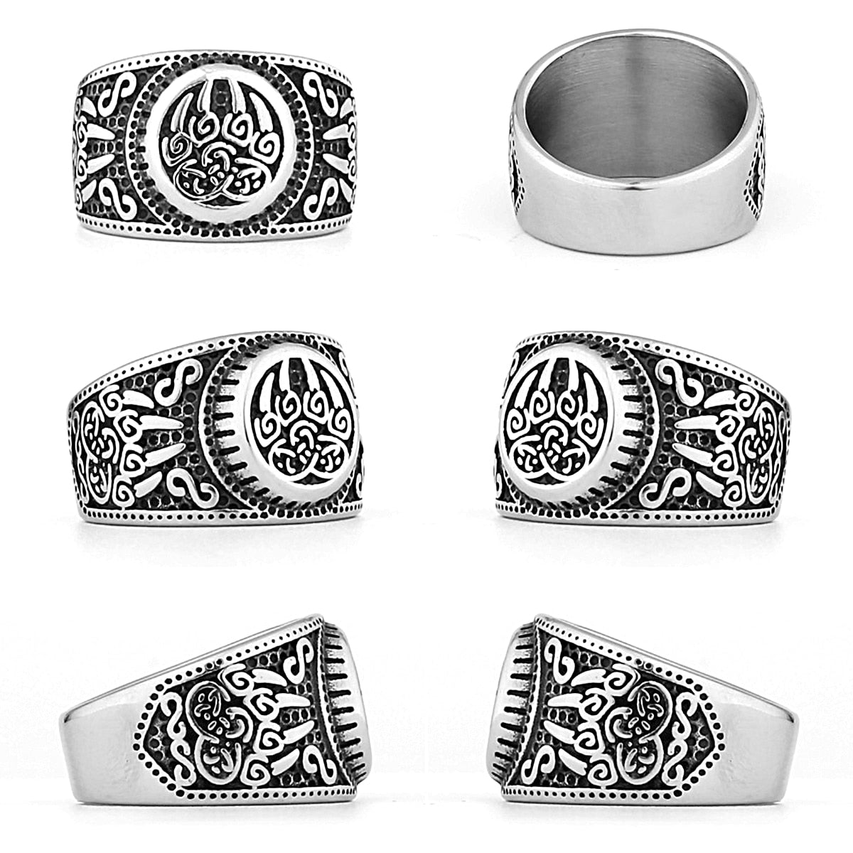 Unique Viking Bear Claw Ring Men's Celtic Knot Bear Claw Signet Ring